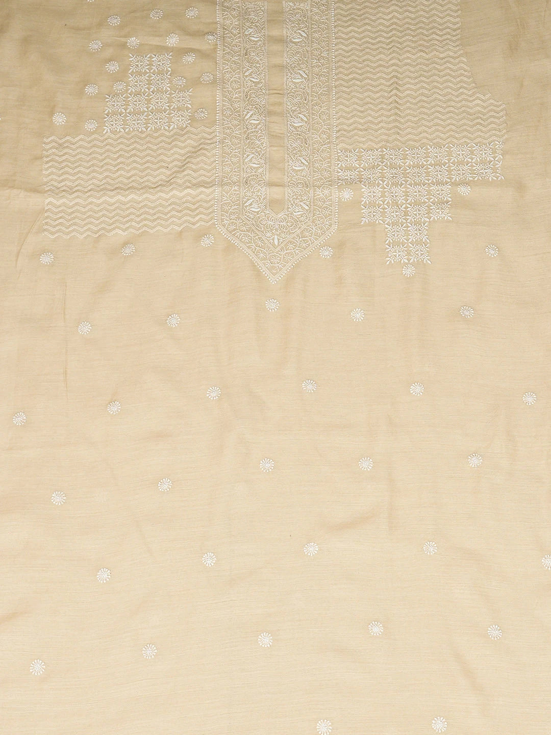 Ada Hand Embroidered Fawn Moonga Silk Lucknowi Chikankari Unstitched Man's Kurta Piece 01A938779