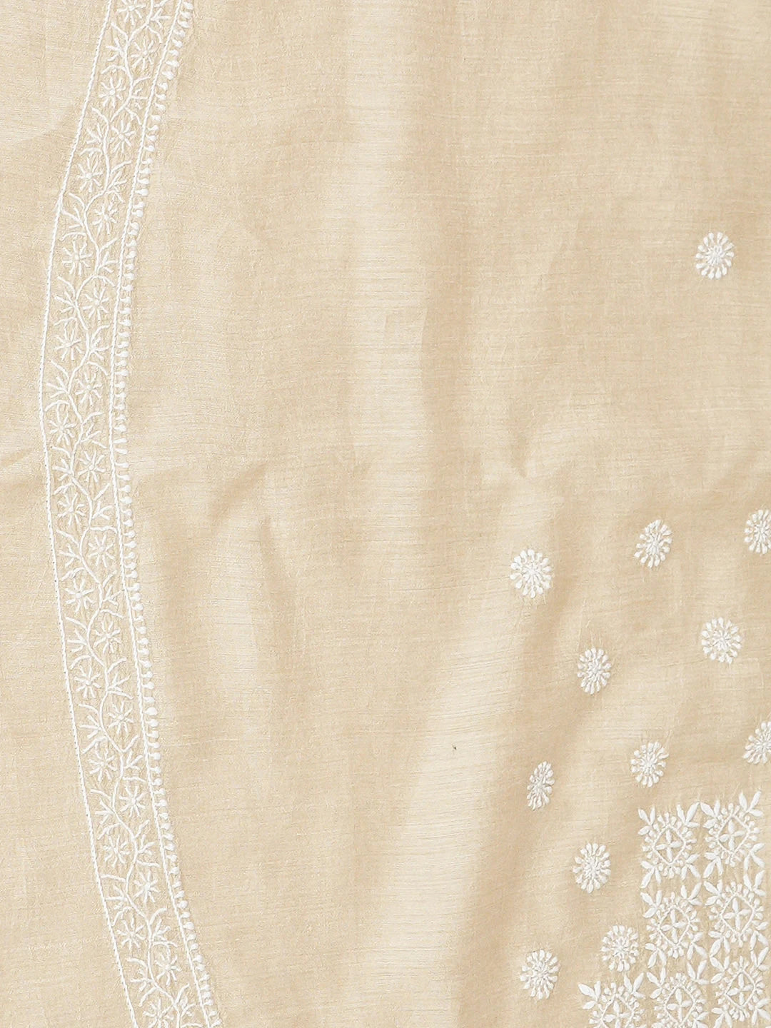 Ada Hand Embroidered Fawn Moonga Silk Lucknowi Chikankari Unstitched Man's Kurta Piece 01A938779