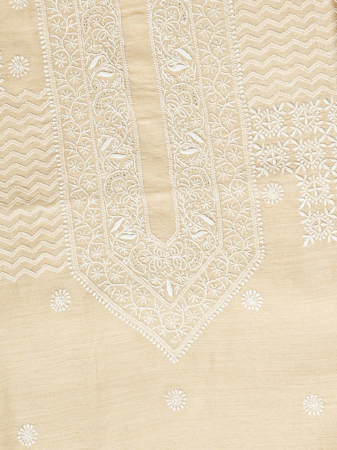 Ada Hand Embroidered Fawn Moonga Silk Lucknowi Chikankari Unstitched Man's Kurta Piece 01A938779