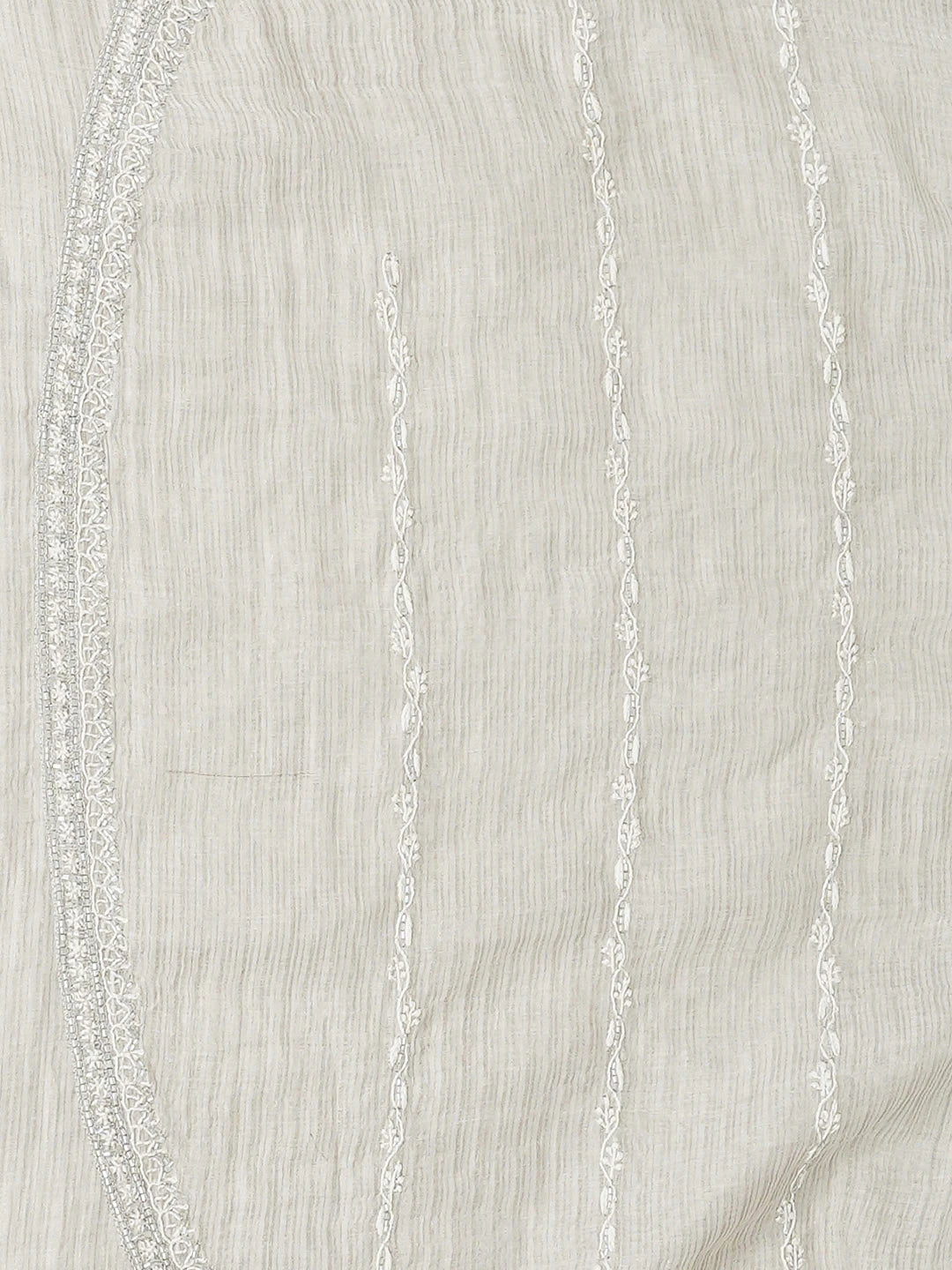 Ada Hand Embroidered Grey Tissue Lucknowi Chikankari Unstitched Men's Kurta With Cutdana Work 01A937079