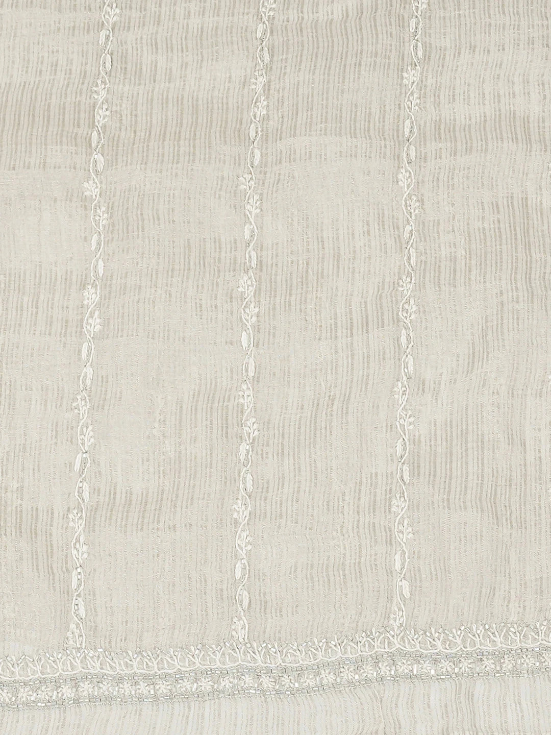 Ada Hand Embroidered Grey Tissue Lucknowi Chikankari Unstitched Men's Kurta With Cutdana Work 01A937079