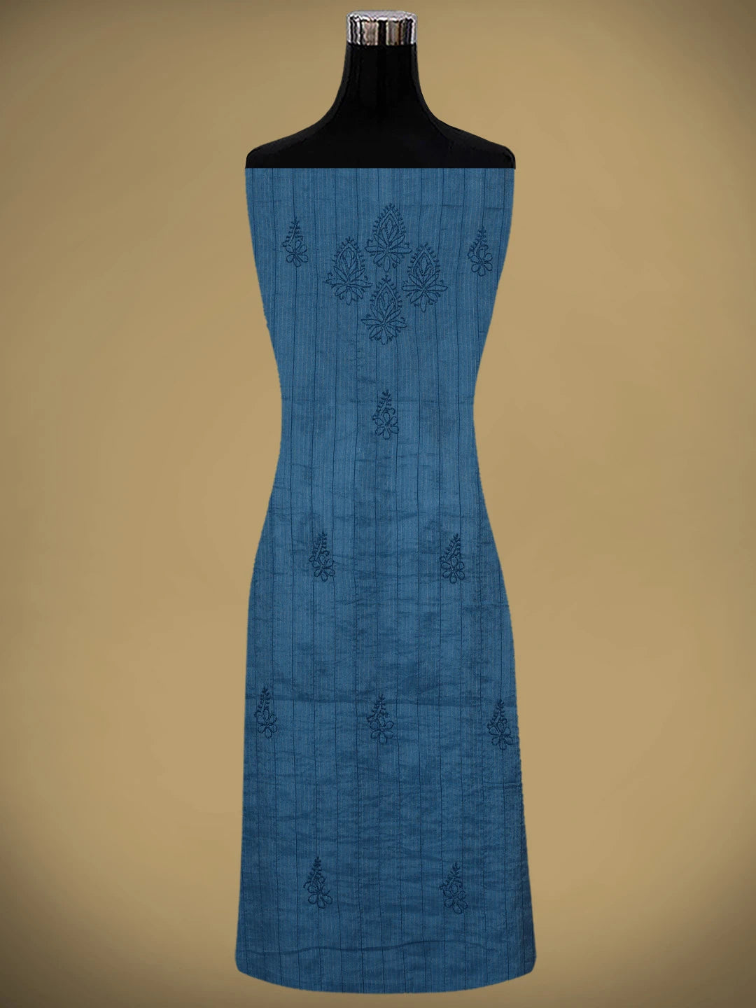 Ada Hand Embroidered Blue Chanderi Lucknowi Chikankari Unstitched Suit Piece 01A937113