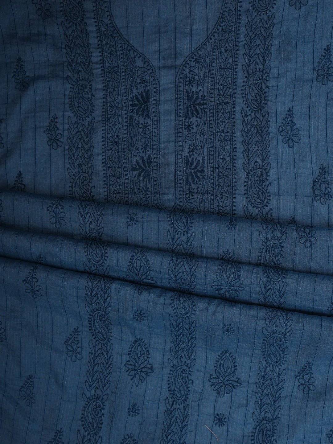 Ada Hand Embroidered Blue Chanderi Lucknowi Chikankari Unstitched Suit Piece 01A937113