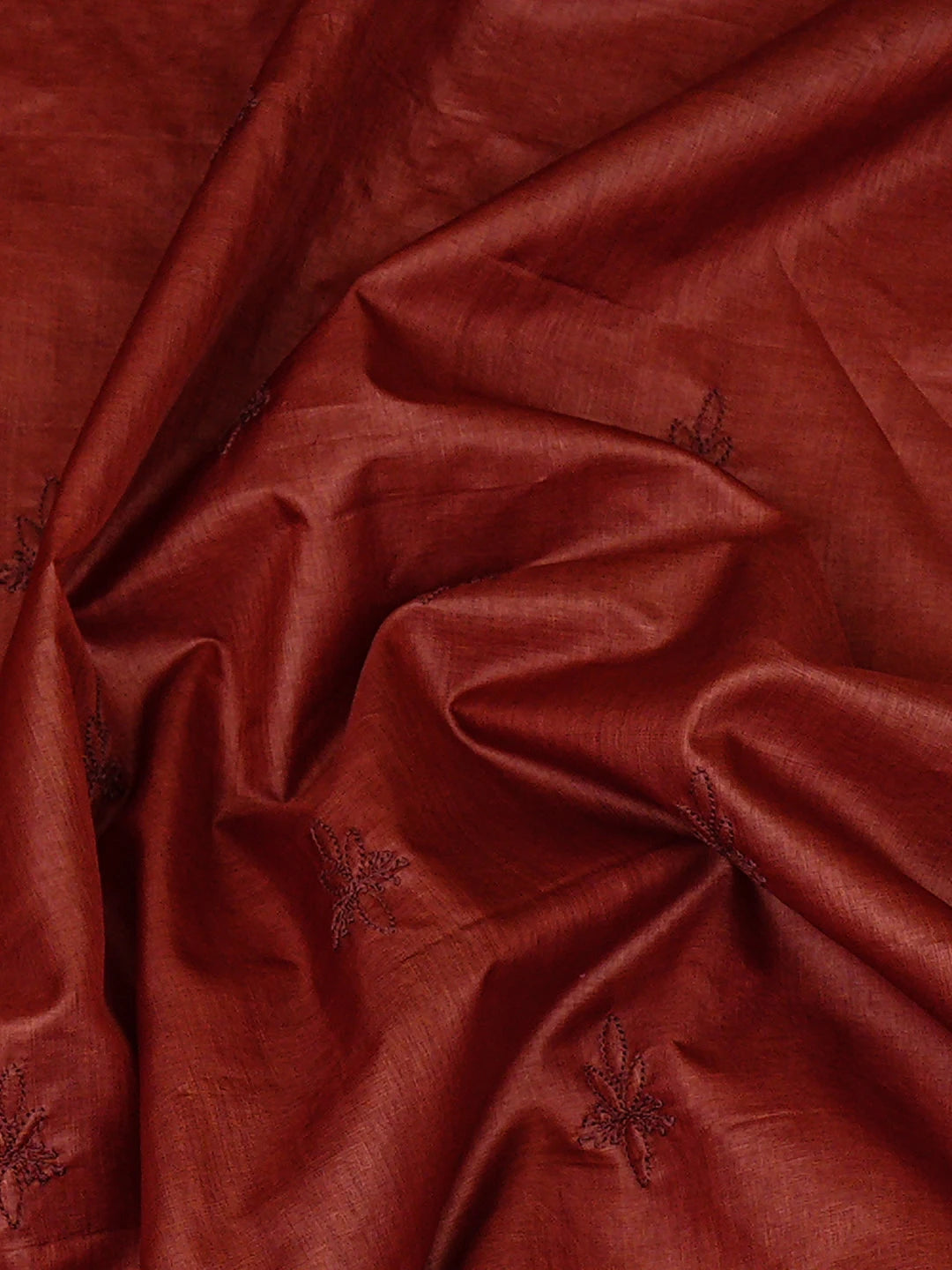 Ada Hand Embroidered Maroon Silk Lucknowi Chikankari Unstitched Men's Kurta 01A941891