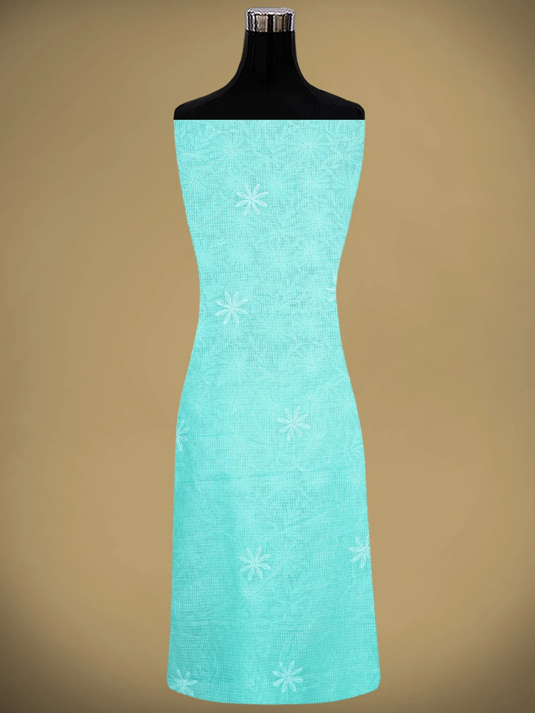 Ada Hand Embroidered Blue Kota Lucknowi Chikankari Unstitched Kurta Dupatta Set 01A923417