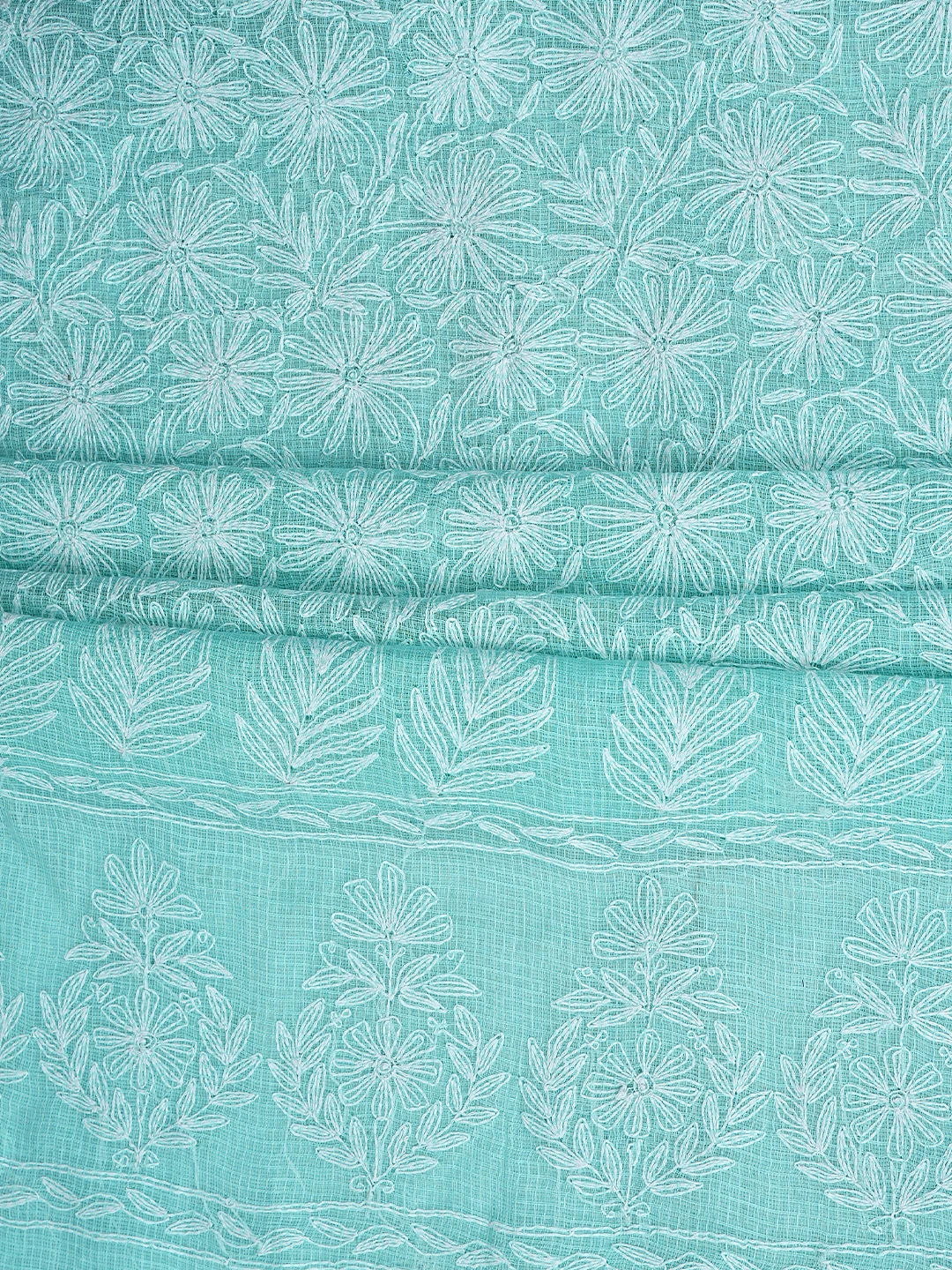 Ada Hand Embroidered Blue Kota Lucknowi Chikankari Unstitched Kurta Dupatta Set 01A923417