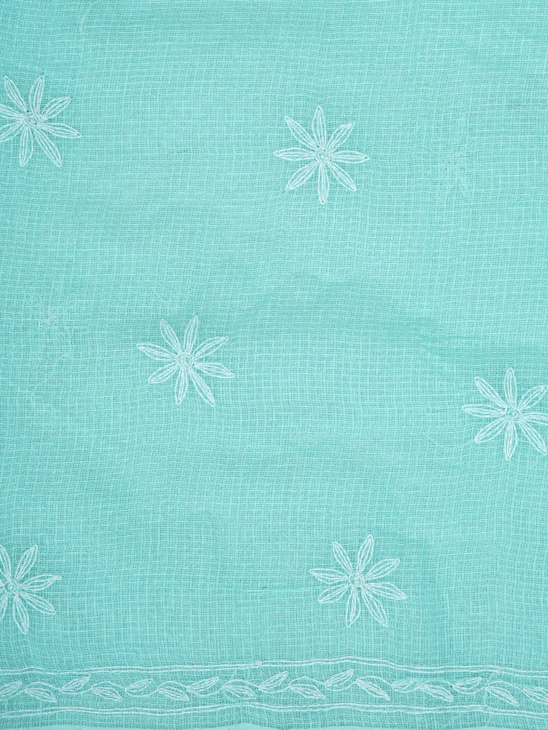 Ada Hand Embroidered Blue Kota Lucknowi Chikankari Unstitched Kurta Dupatta Set 01A923417