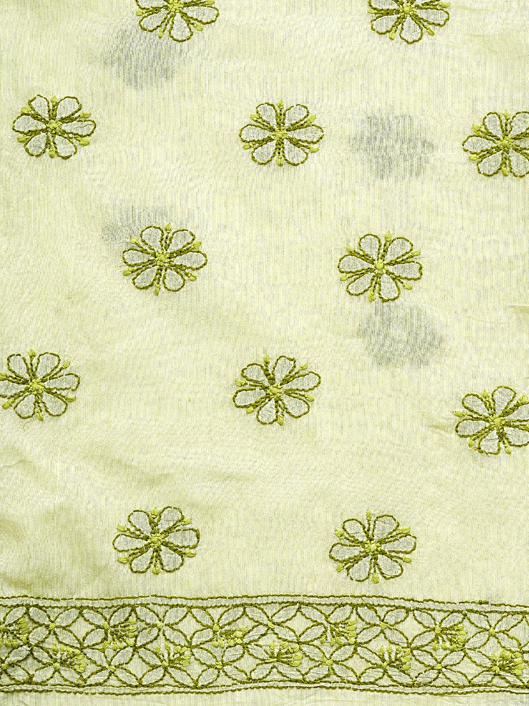 Ada Hand Embroidered Lemon Chanderi Lucknowi Chikankari Unstitched Kurta Dupatta Set 01A785724