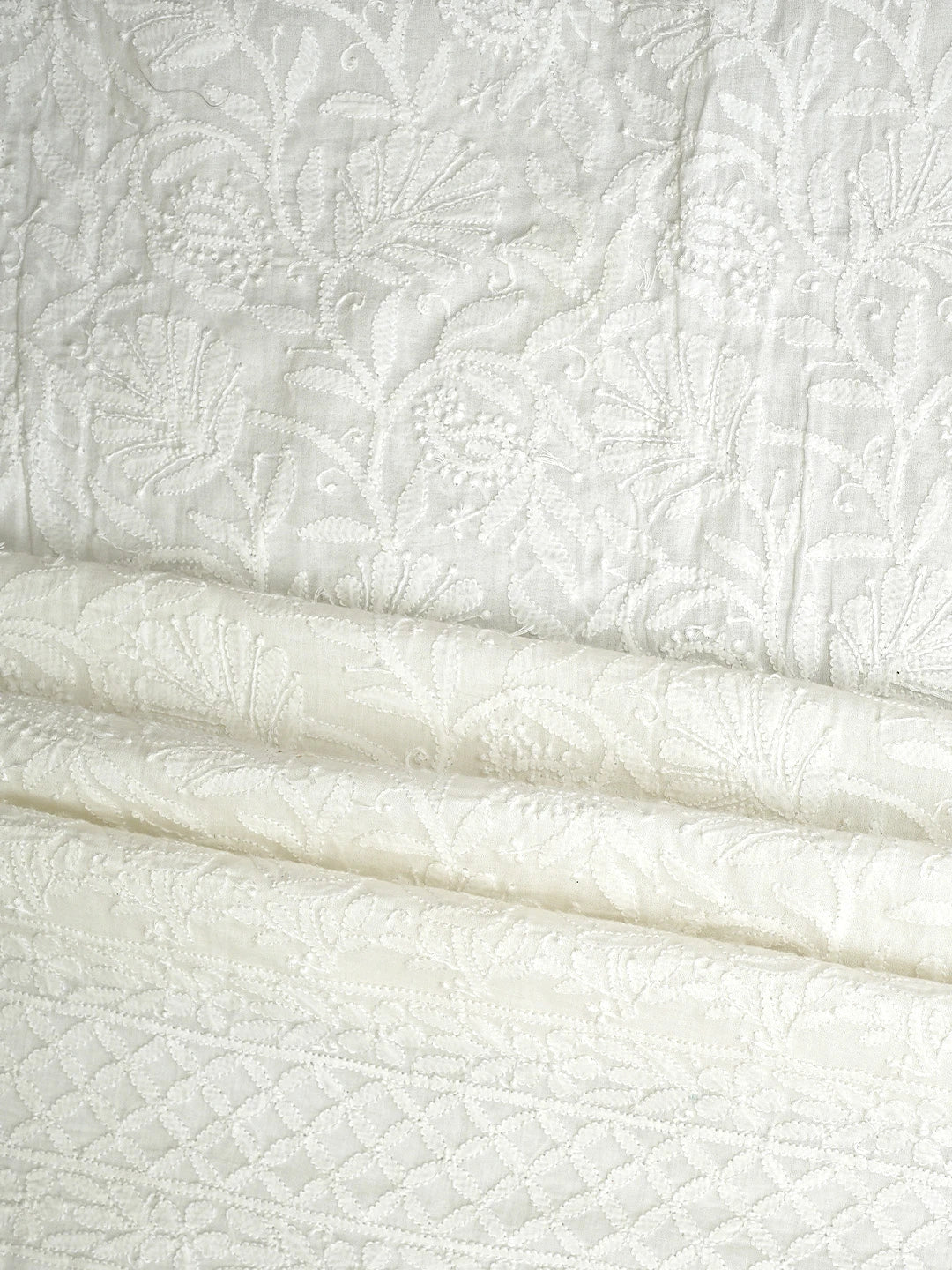 Ada Hand Embroidered White Cotton Lucknowi Chikankari Unstitched Suit Piece 01A650791