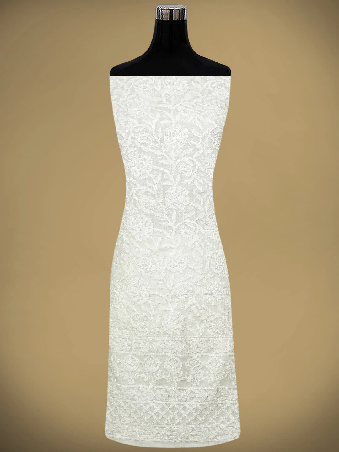 Ada Hand Embroidered White Cotton Lucknowi Chikankari Unstitched Suit Piece 01A650791