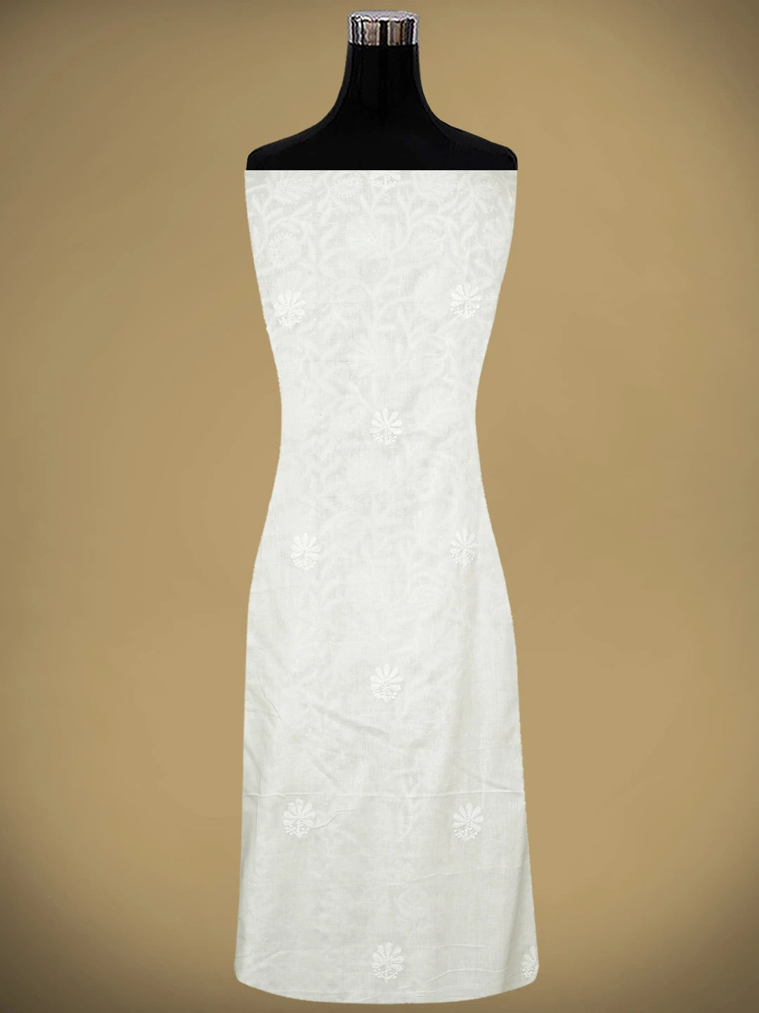 Ada Hand Embroidered White Cotton Lucknowi Chikankari Unstitched Suit Piece 01A650791