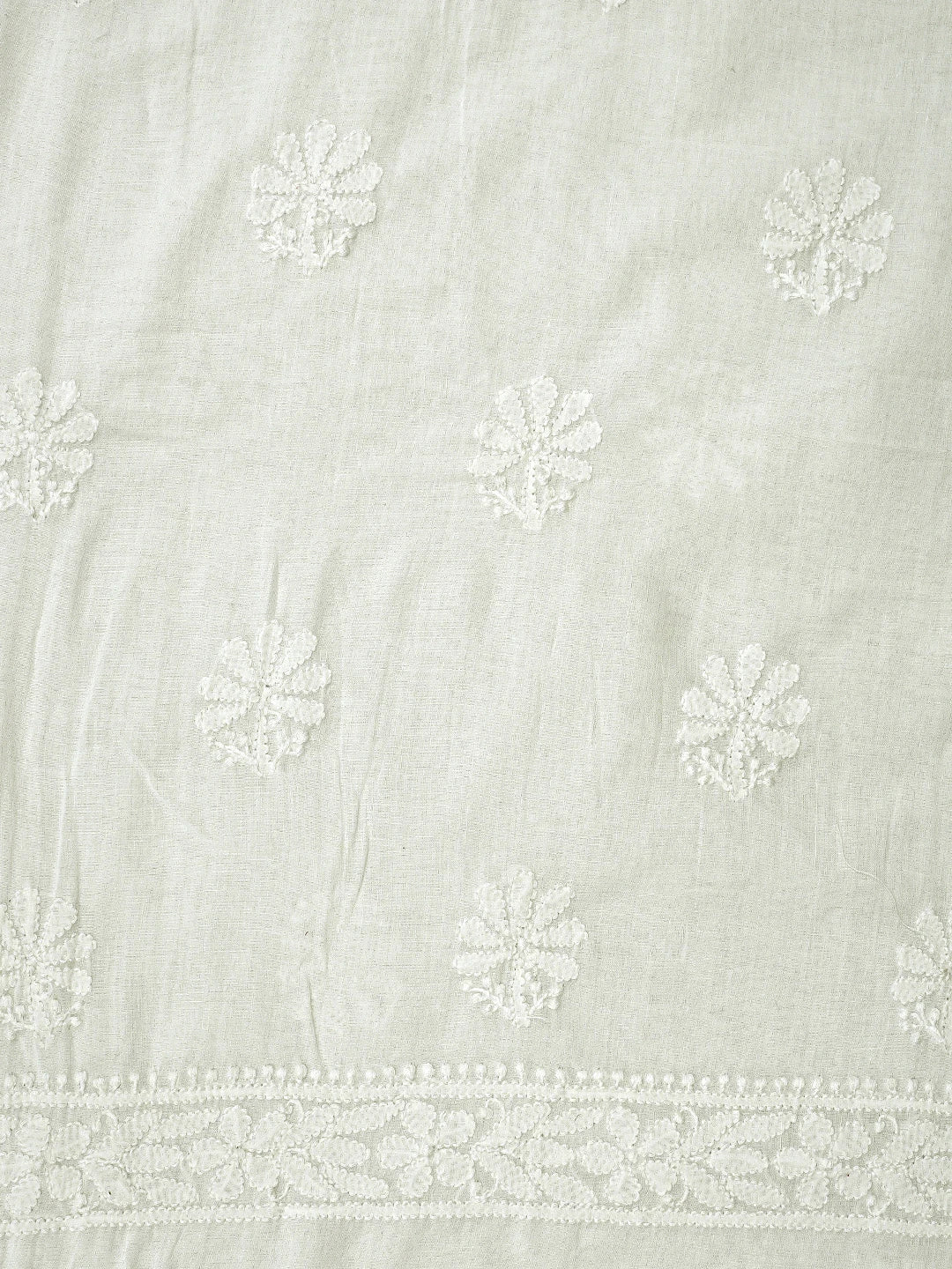 Ada Hand Embroidered White Cotton Lucknowi Chikankari Unstitched Suit Piece 01A650791