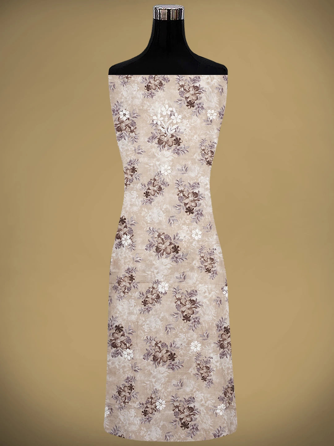 Ada Hand Embroidered Floral Printed Dusty Peach Cotton Lucknowi Chikankari Unstitched Kurta Dupatta Set 01A898191