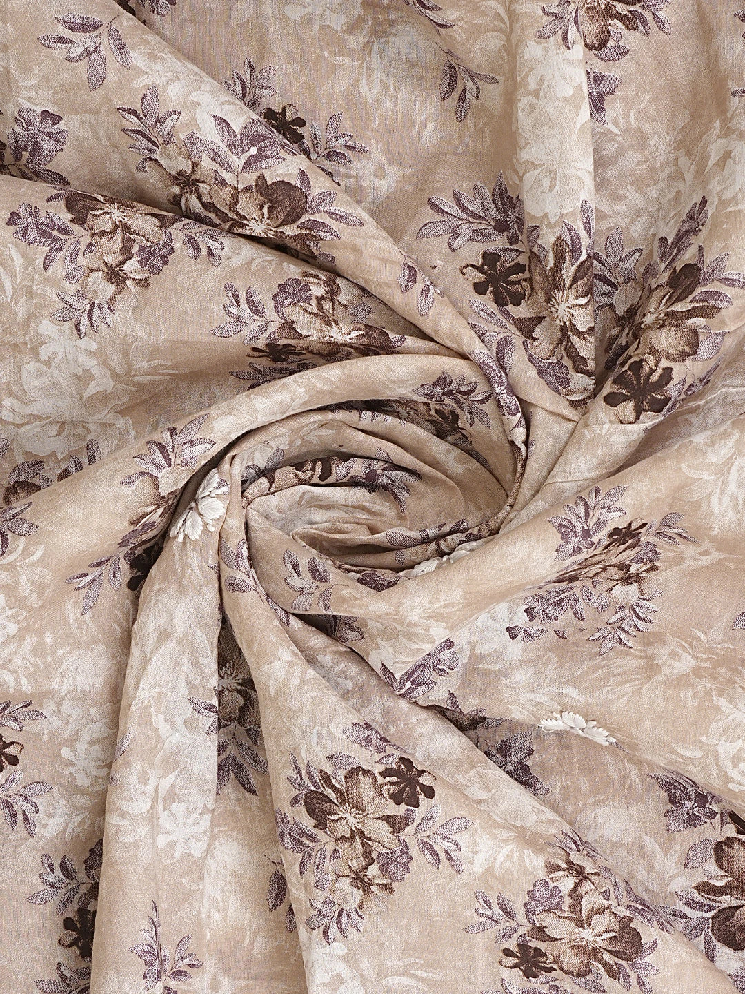 Ada Hand Embroidered Floral Printed Dusty Peach Cotton Lucknowi Chikankari Unstitched Kurta Dupatta Set 01A898191