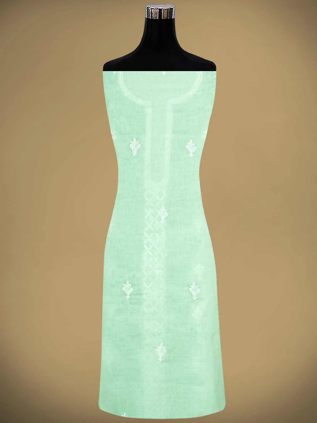 Ada Hand Embroidered Light Green Cotton Lucknowi Chikankari Unstitched Suit Piece with Chiffon Dupatta 01A943494