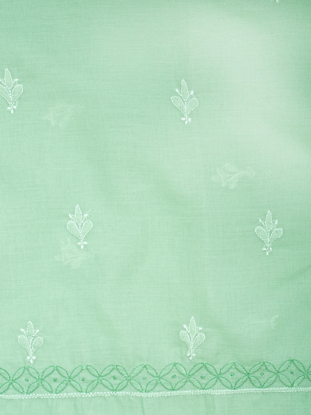 Ada Hand Embroidered Light Green Cotton Lucknowi Chikankari Unstitched Suit Piece with Chiffon Dupatta 01A943494