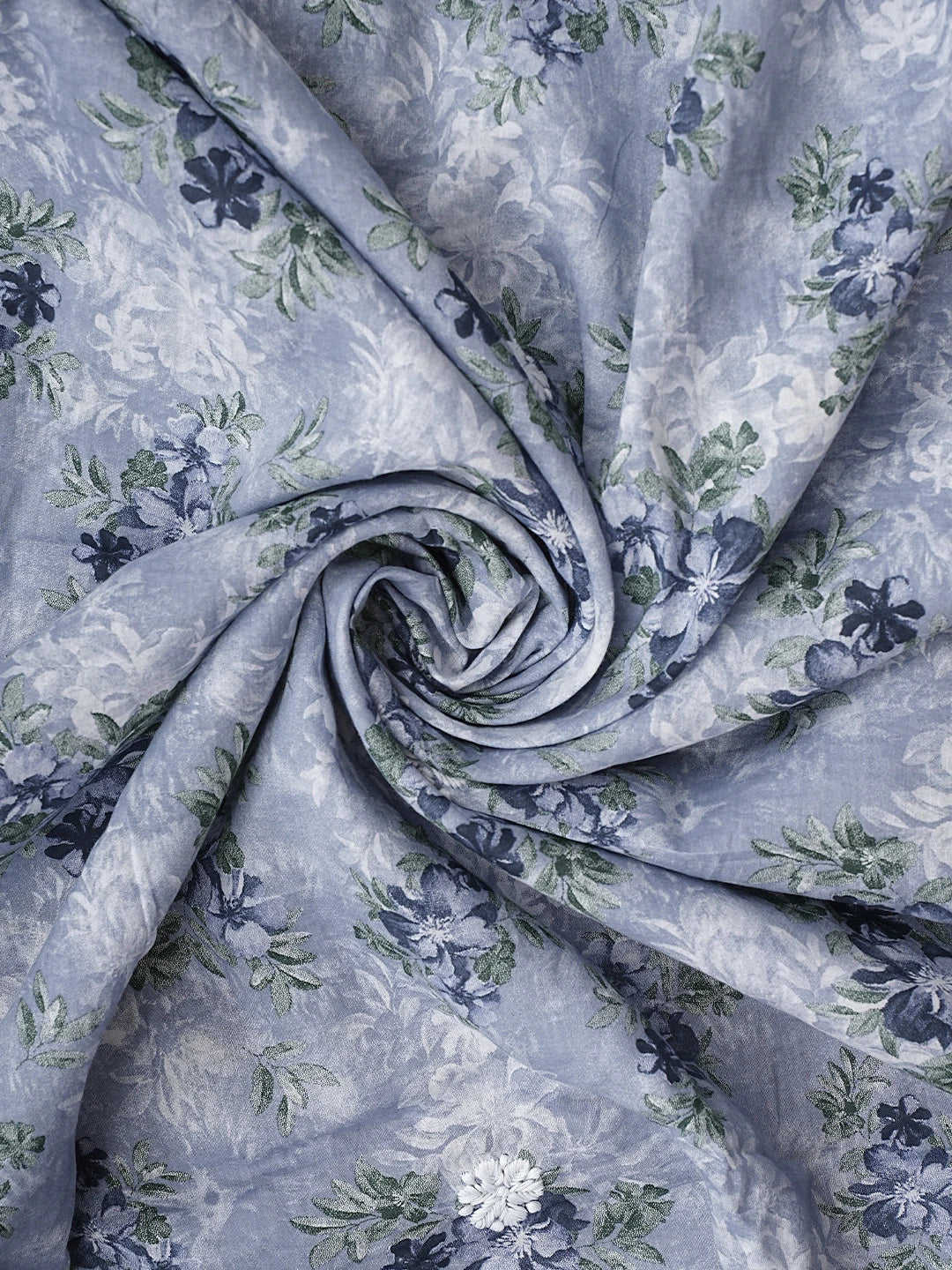 Ada Hand Embroidered Floral Printed Blue Cotton Lucknowi Chikankari Unstitched Kurta Dupatta Set 01A898204