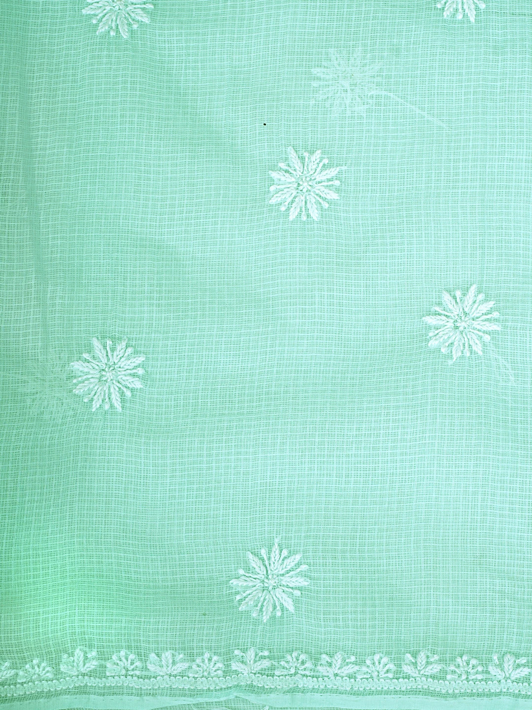 Ada Hand Embroidered Ice Blue Kota Lucknowi Chikankari Unstitched Kurta Dupatta Set 01A892911