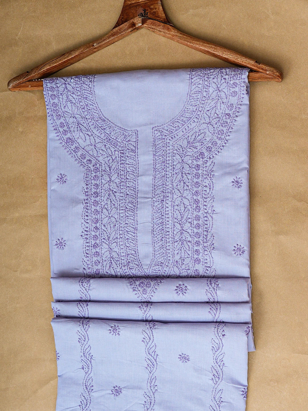 Ada Hand Embroidered Mauve Cotton Lucknowi Chikankari Unstitched Men's Kurta 01A939790
