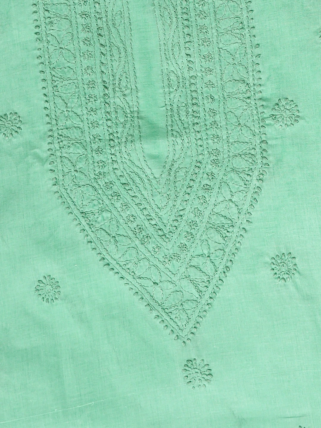 Ada Hand Embroidered Sea Green Cotton Lucknowi Chikankari Unstitched Men's Kurta 01A939730