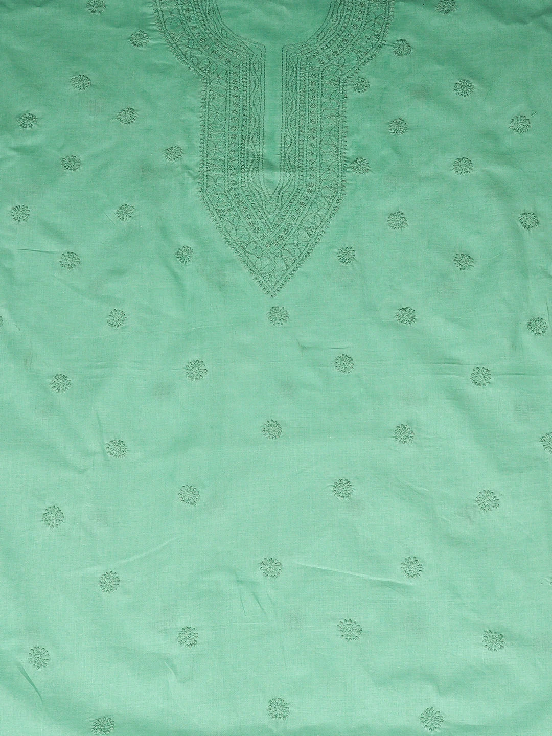 Ada Hand Embroidered Sea Green Cotton Lucknowi Chikankari Unstitched Men's Kurta 01A939730