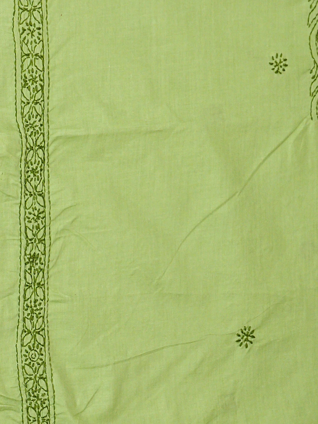 Ada Hand Embroidered Green Cotton Lucknowi Chikankari Unstitched Men's Kurta 01A939805