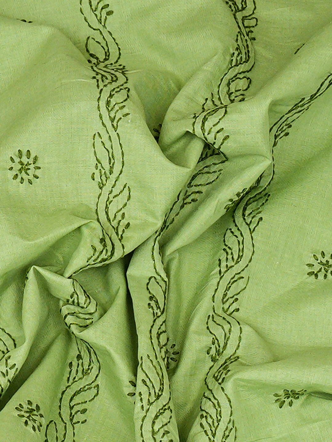 Ada Hand Embroidered Green Cotton Lucknowi Chikankari Unstitched Men's Kurta 01A939805