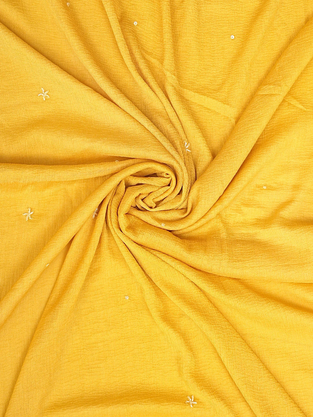 Ada Hand Embroidered Mustard Yellow Chanderi Lucknowi Chikankari Unstitched Suit Piece With Cutdana Work 01A805672