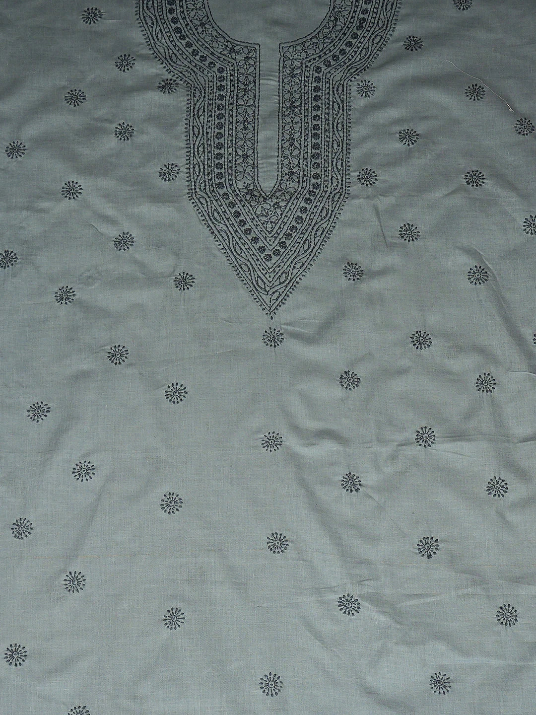Ada Hand Embroidered Grey Cotton Lucknowi Chikankari Unstitched Men's Kurta 01A939726