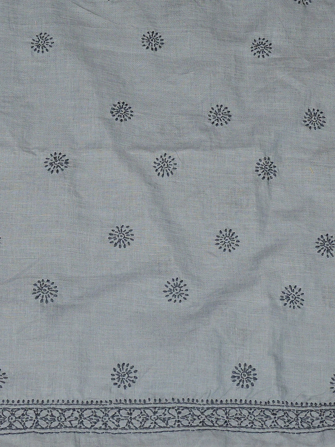 Ada Hand Embroidered Grey Cotton Lucknowi Chikankari Unstitched Men's Kurta 01A939726