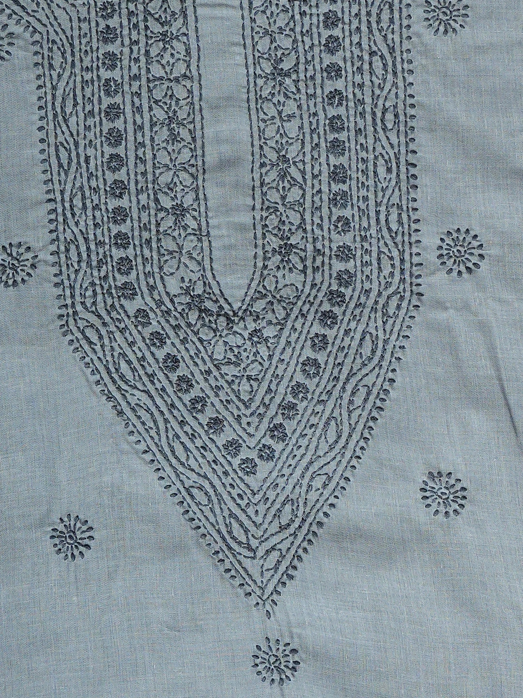 Ada Hand Embroidered Grey Cotton Lucknowi Chikankari Unstitched Men's Kurta 01A939726