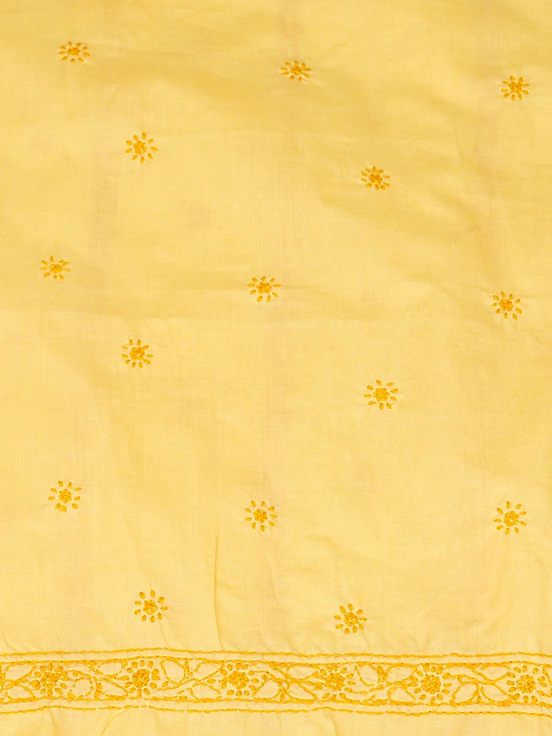 Ada Hand Embroidered Yellow Cotton Lucknowi Chikankari Unstitched Men's Kurta 01A939793