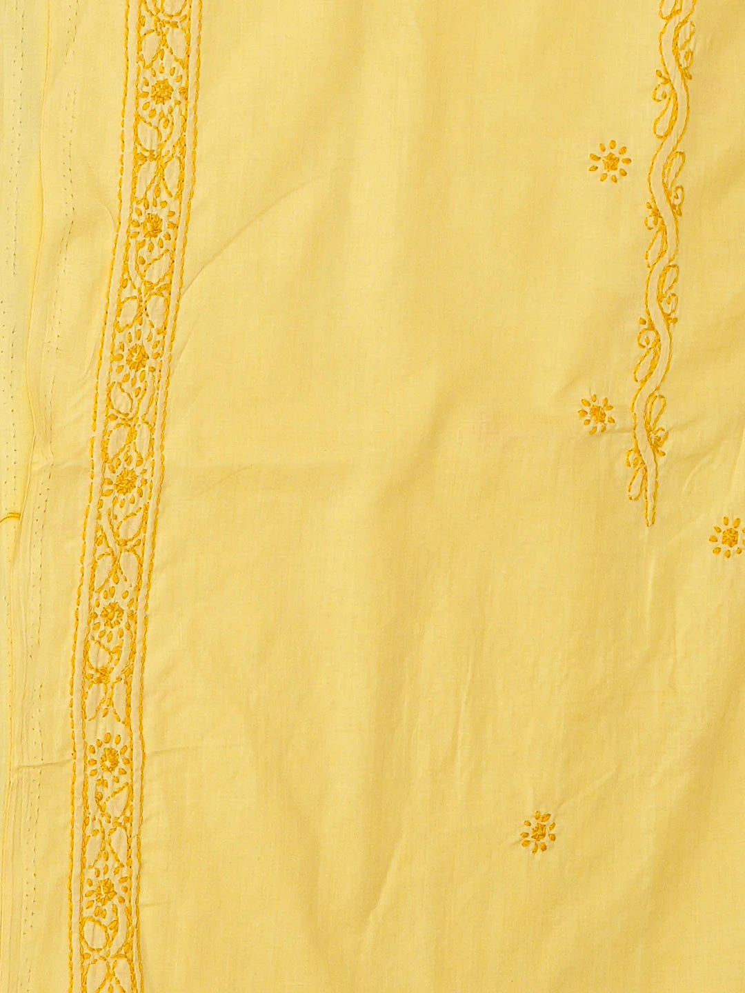 Ada Hand Embroidered Yellow Cotton Lucknowi Chikankari Unstitched Men's Kurta 01A939793