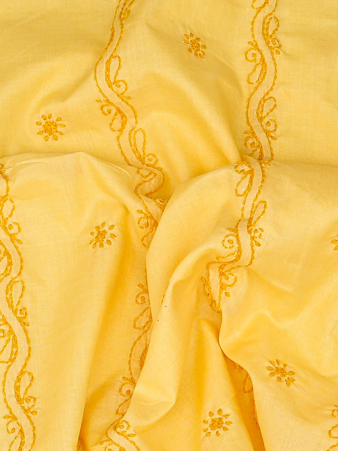 Ada Hand Embroidered Yellow Cotton Lucknowi Chikankari Unstitched Men's Kurta 01A939793