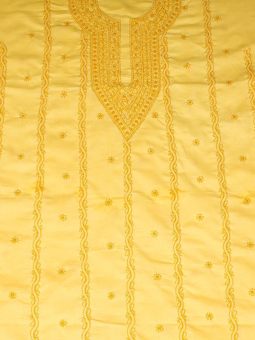 Ada Hand Embroidered Yellow Cotton Lucknowi Chikankari Unstitched Men's Kurta 01A939793