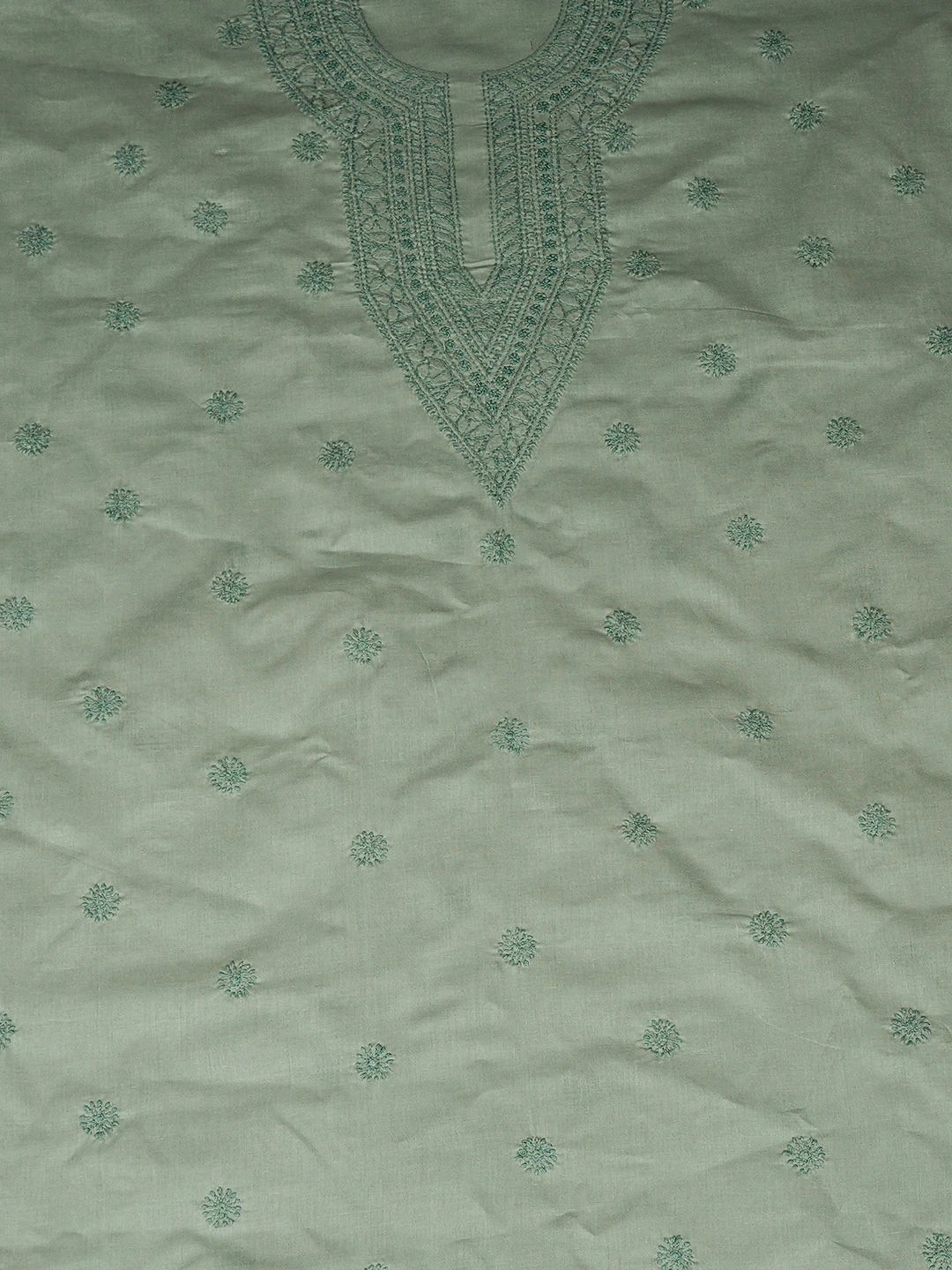 Ada Hand Embroidered Teal Green Cotton Lucknowi Chikankari Unstitched Men's Kurta 01A939735