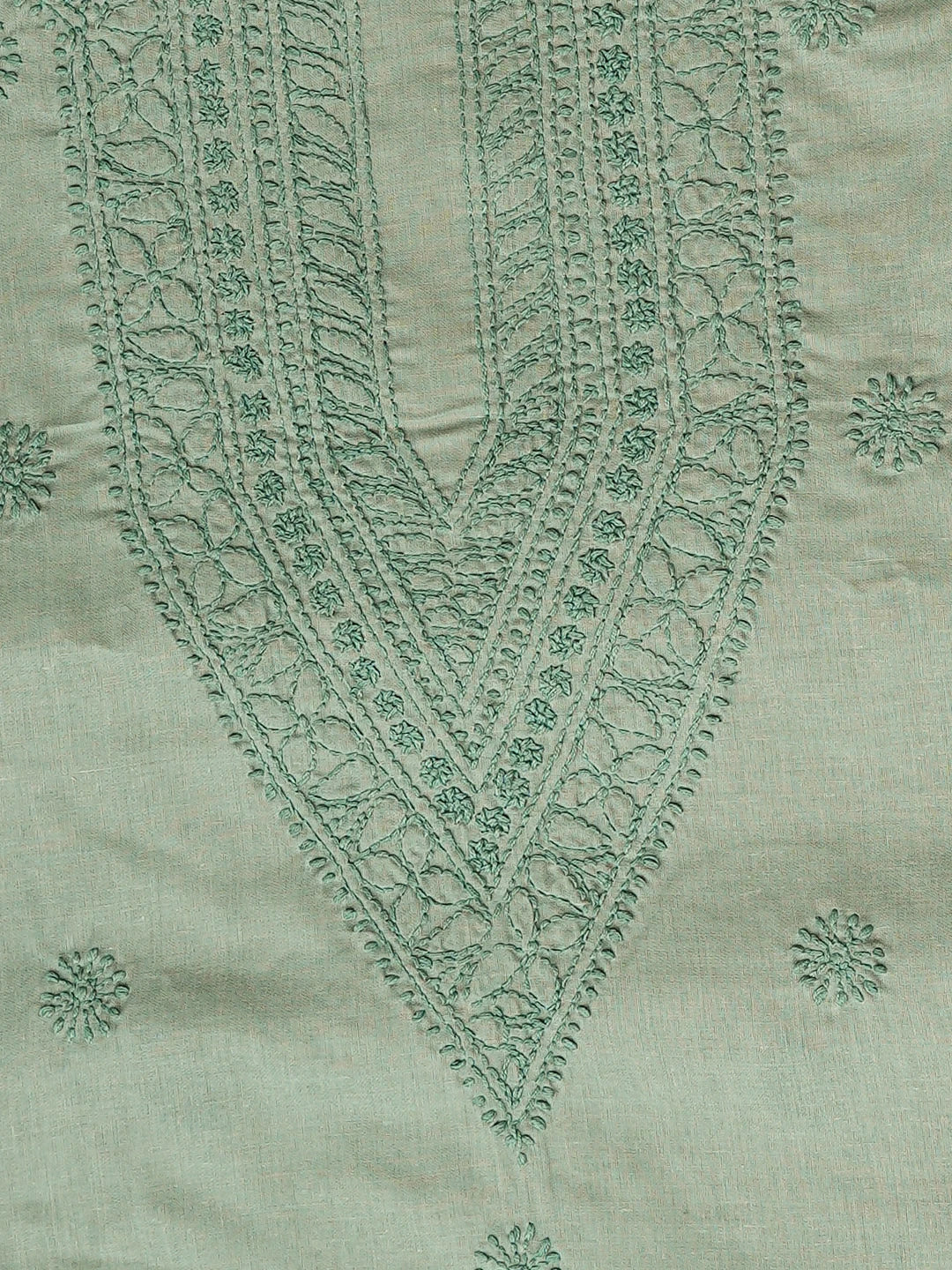 Ada Hand Embroidered Teal Green Cotton Lucknowi Chikankari Unstitched Men's Kurta 01A939735
