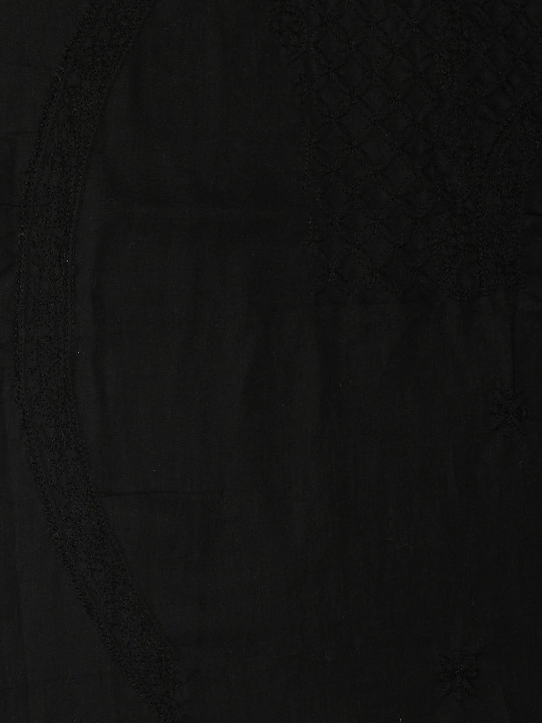 Ada Hand Embroidered Black Cotton Lucknowi Chikankari Unstitched Men's Kurta 01A943349