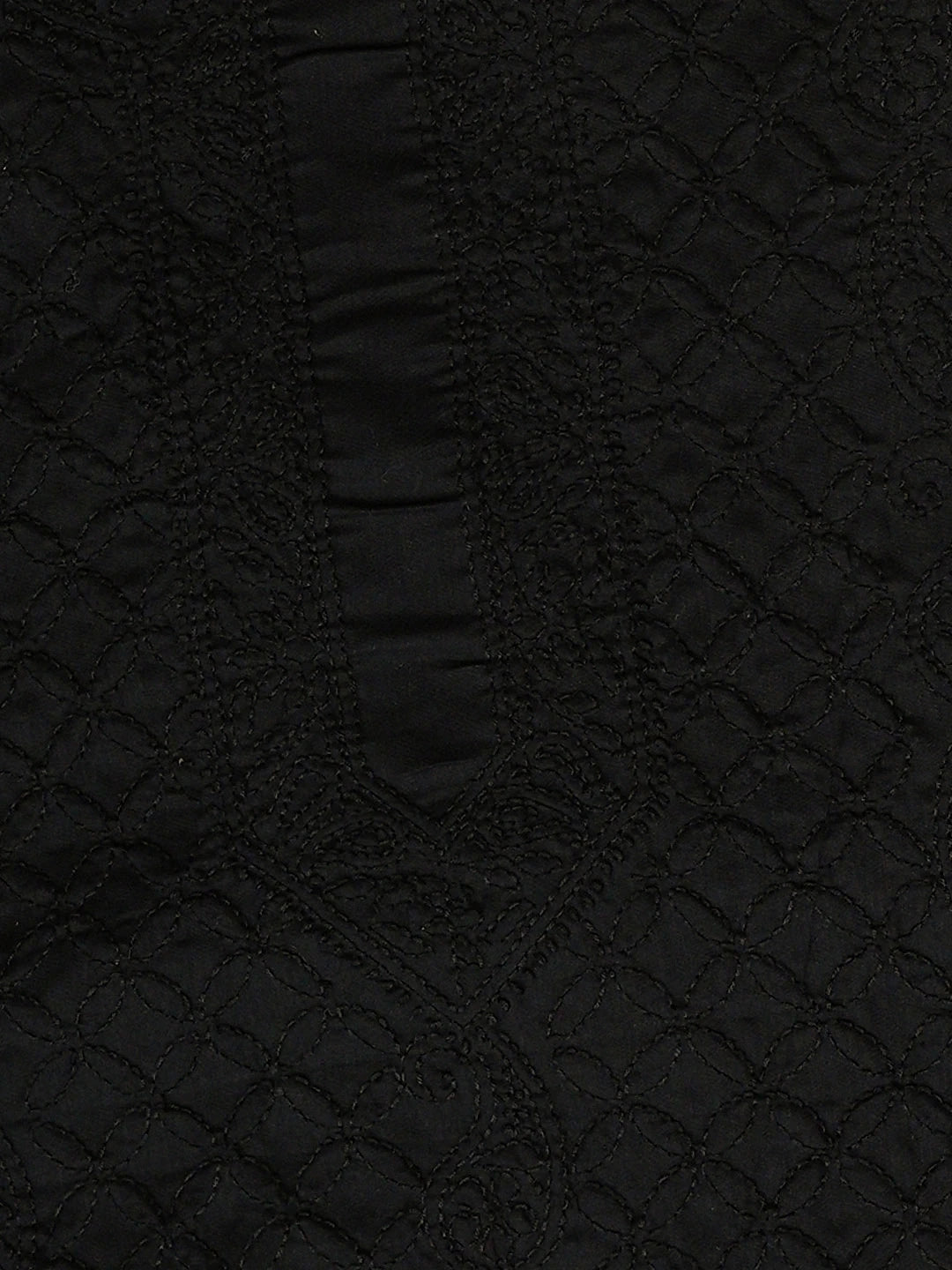 Ada Hand Embroidered Black Cotton Lucknowi Chikankari Unstitched Men's Kurta 01A943349