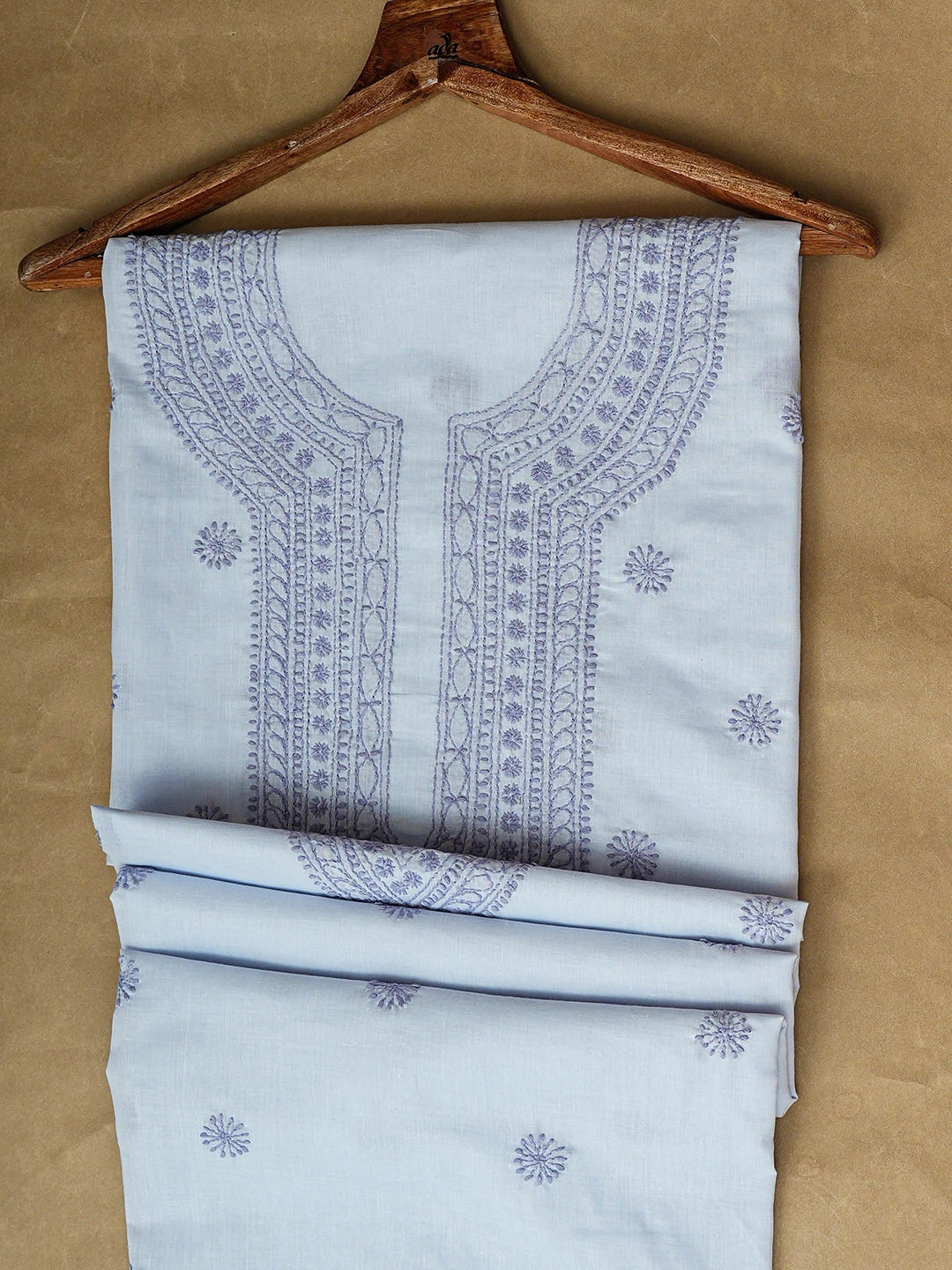 Ada Hand Embroidered Light Mauve Cotton Lucknowi Chikankari Unstitched Men's Kurta 01A939740