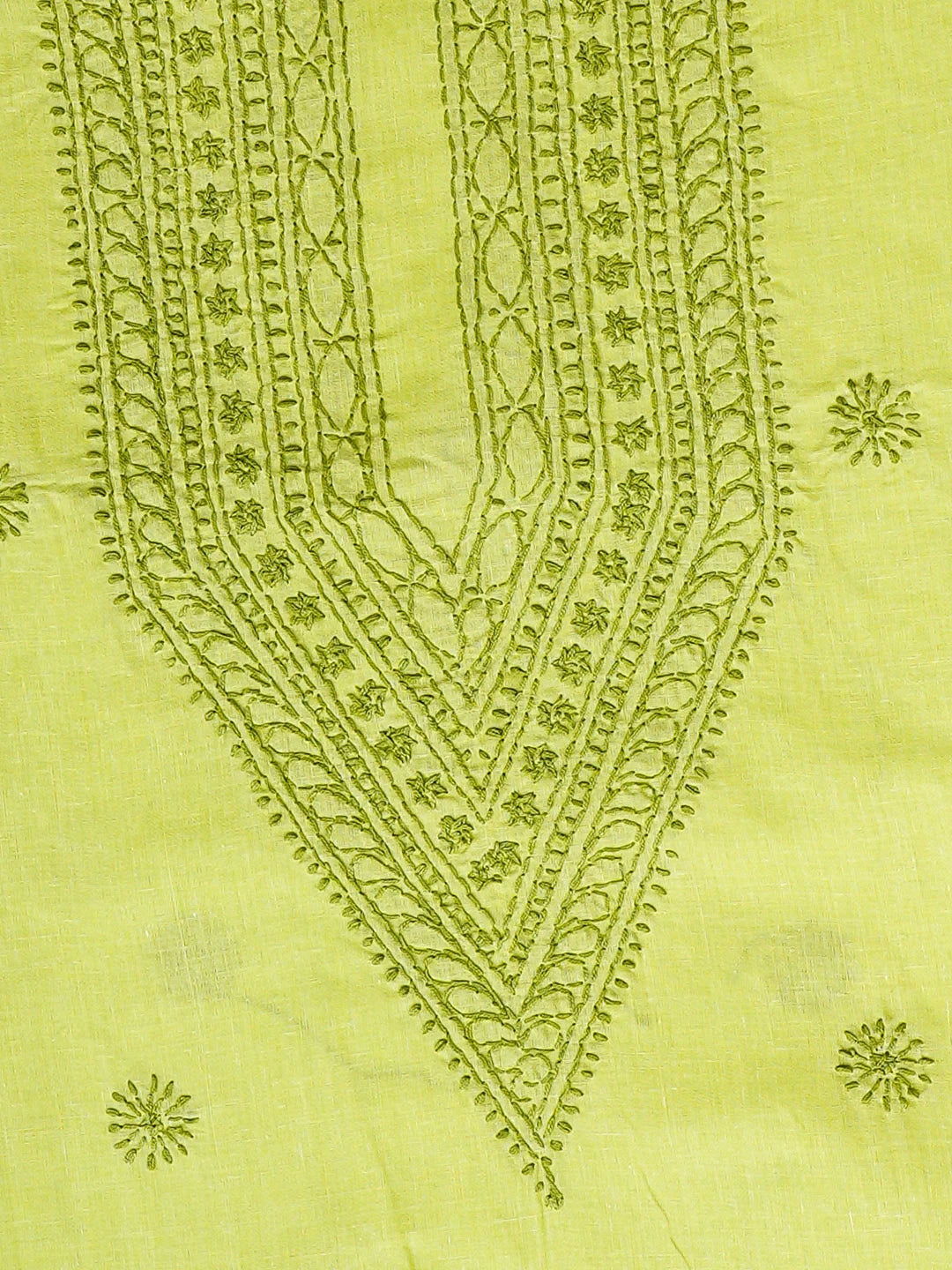 Ada Hand Embroidered Green Cotton Lucknowi Chikankari Unstitched Men's Kurta 01A939741
