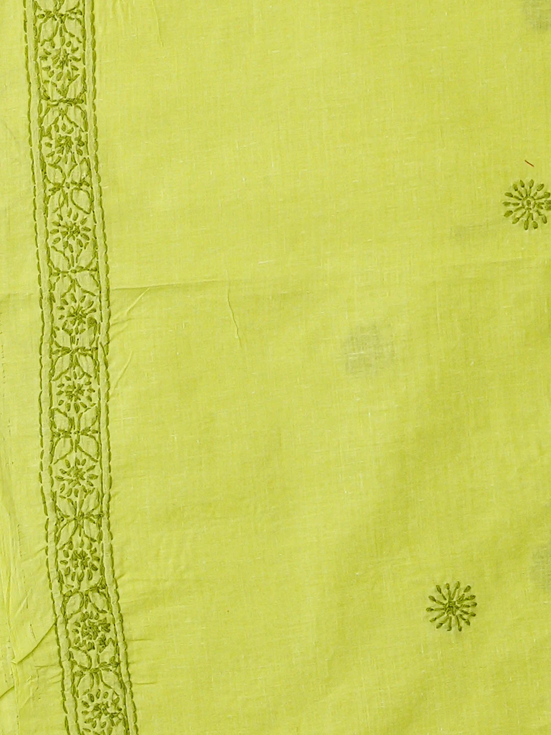 Ada Hand Embroidered Green Cotton Lucknowi Chikankari Unstitched Men's Kurta 01A939741