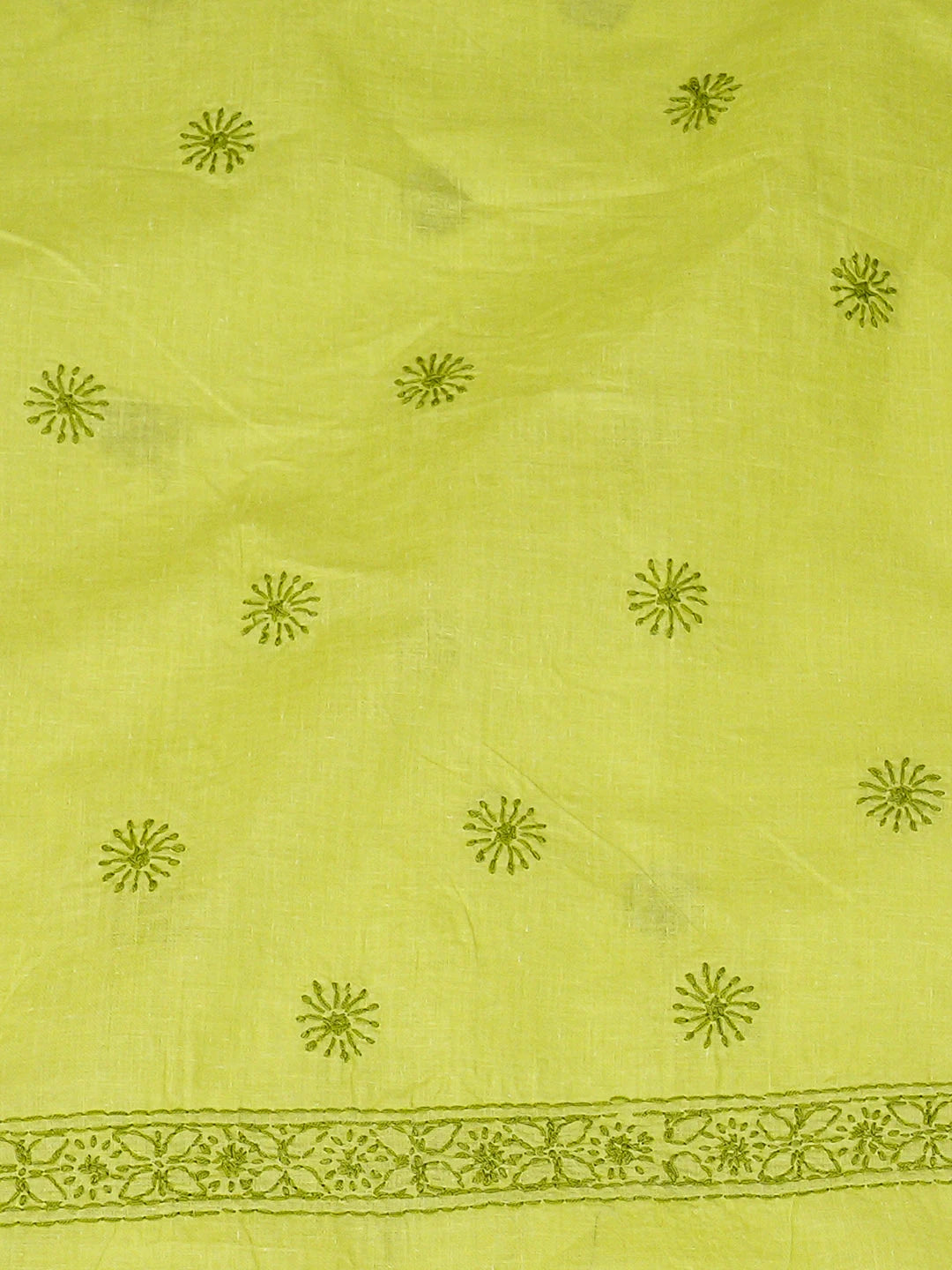 Ada Hand Embroidered Green Cotton Lucknowi Chikankari Unstitched Men's Kurta 01A939741
