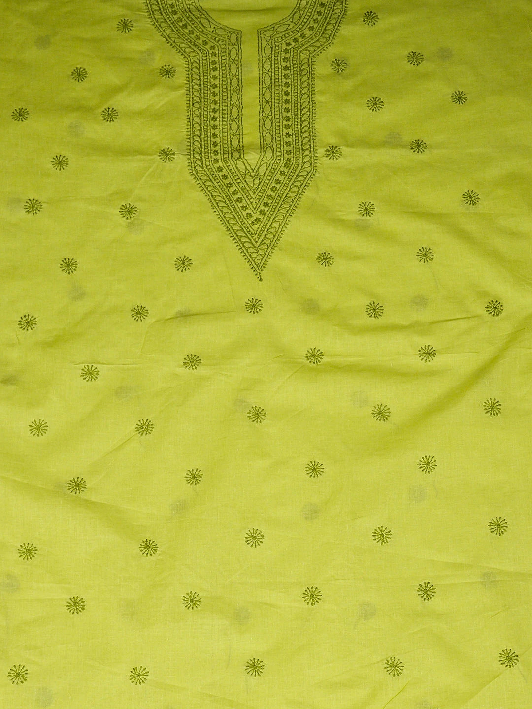 Ada Hand Embroidered Green Cotton Lucknowi Chikankari Unstitched Men's Kurta 01A939741