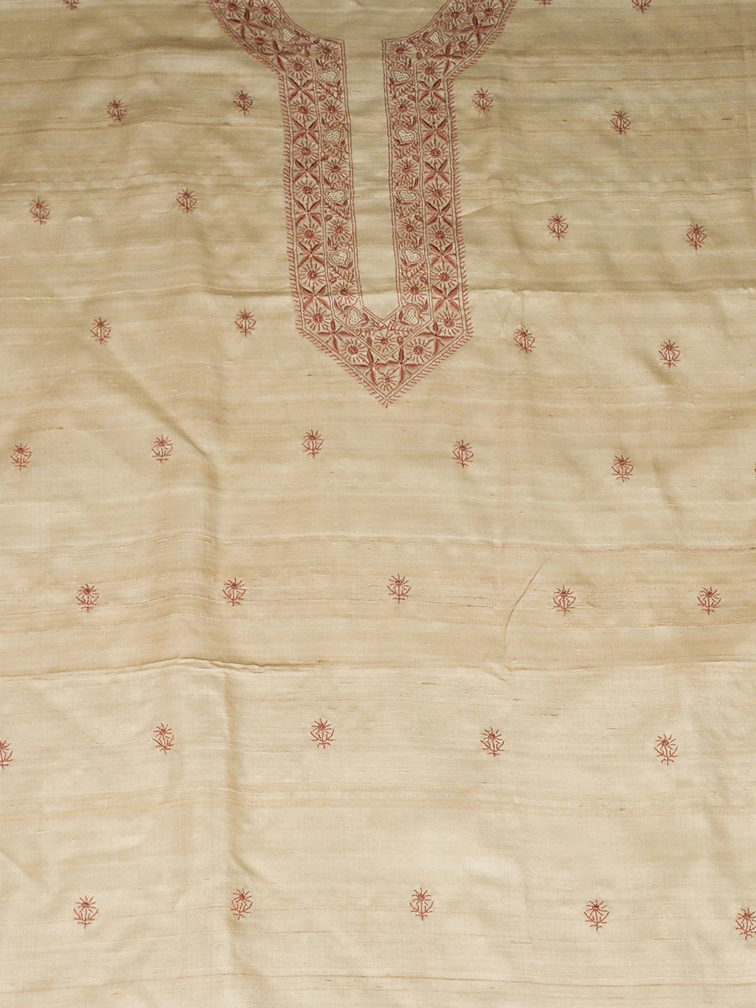 Ada Hand Embroidered Fawn Silk Lucknowi Chikankari Unstitched Men's Kurta 01A941664