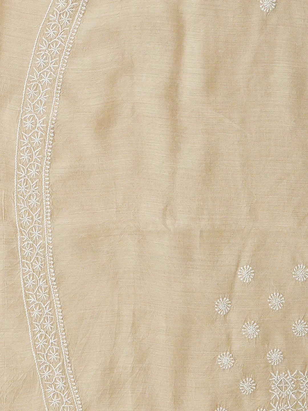 Ada Hand Embroidered Fawn Moonga Silk Lucknowi Chikankari Unstitched Men's Kurta 01A938781