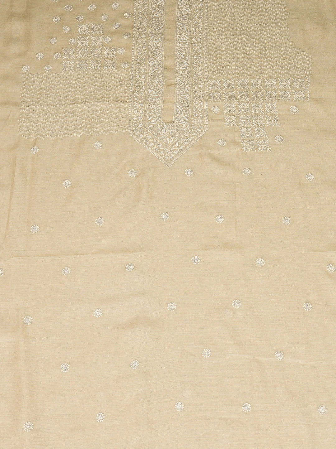 Ada Hand Embroidered Fawn Moonga Silk Lucknowi Chikankari Unstitched Men's Kurta 01A938781
