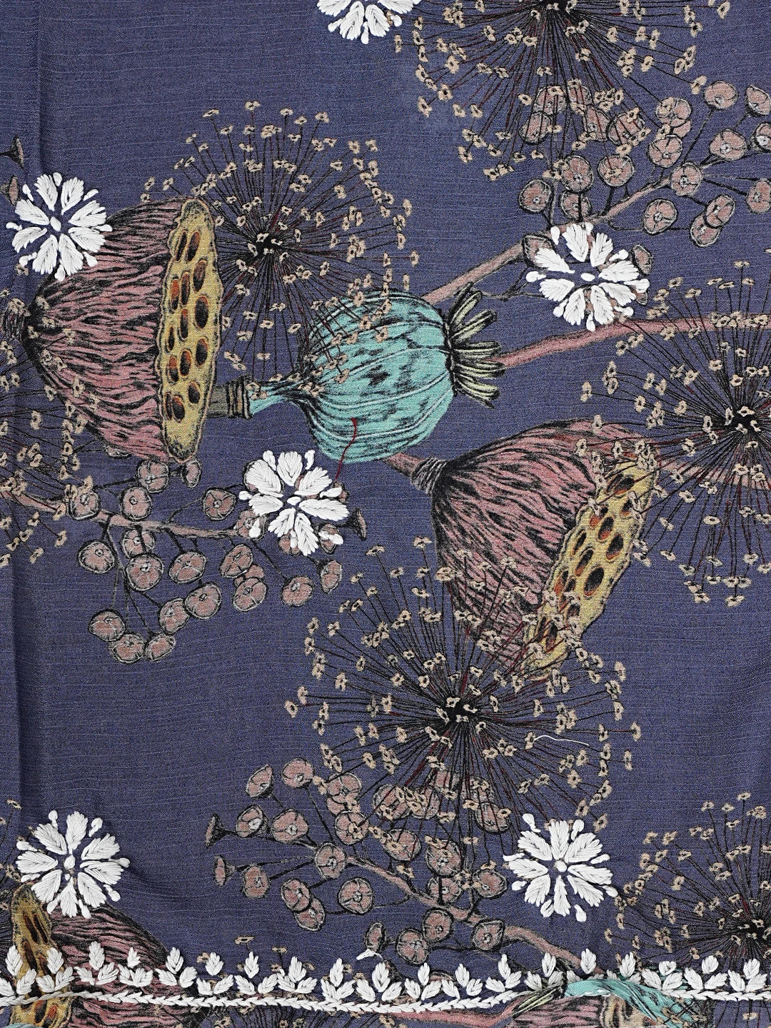 Ada Hand Embroidered Floral Printed Indigo Purple Crepe Lucknowi Chikankari Unstitched Kurta Dupatta Set 01A723040
