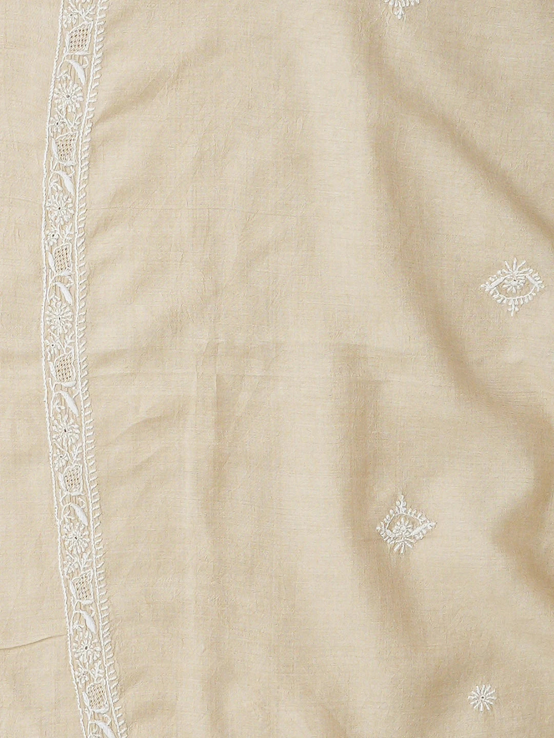 Ada Hand Embroidered Fawn Moonga Silk Lucknowi Chikankari Unstitched Men's Kurta 01A938775