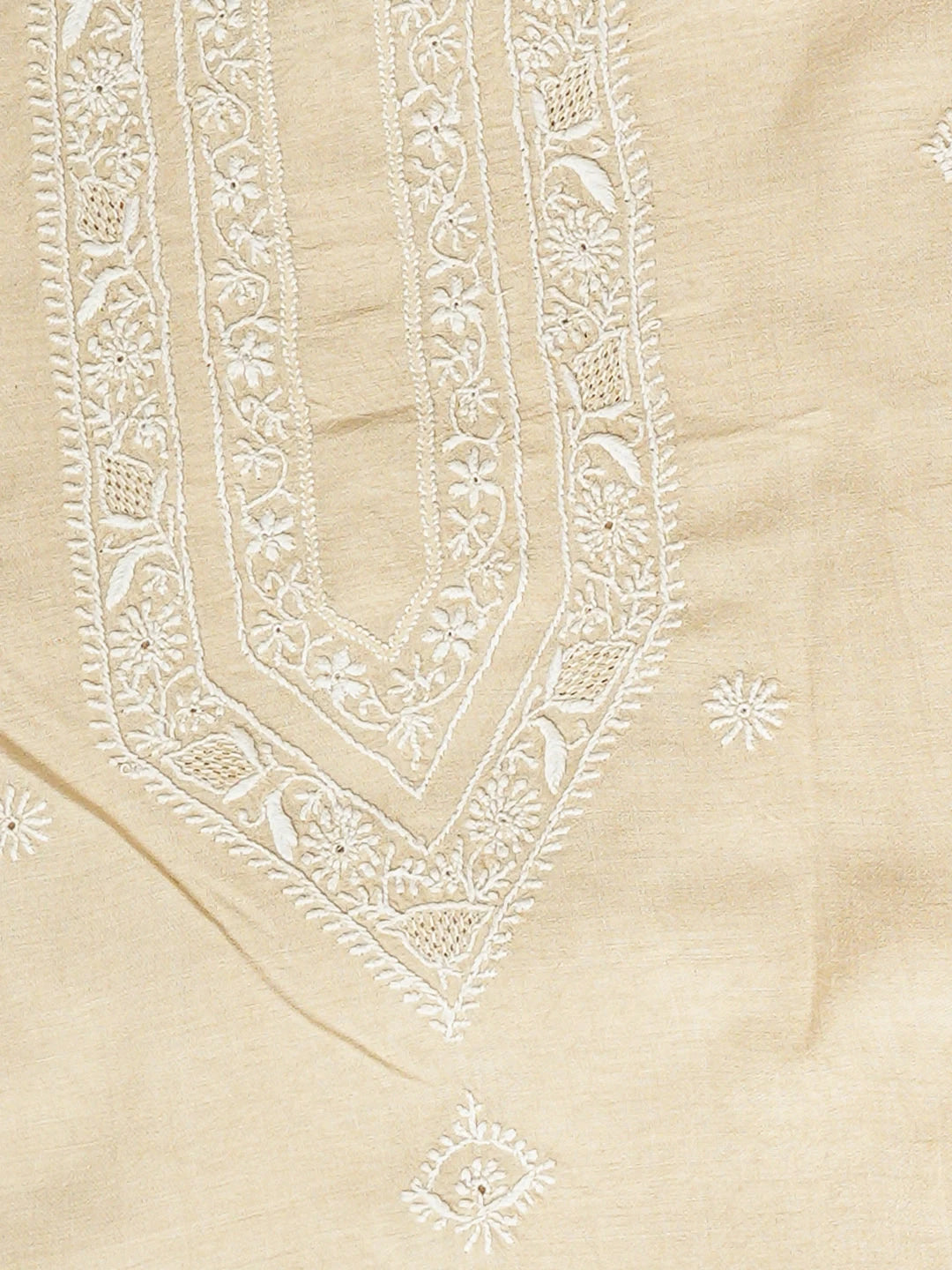 Ada Hand Embroidered Fawn Moonga Silk Lucknowi Chikankari Unstitched Men's Kurta 01A938775